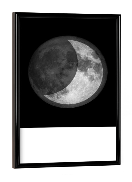 Poster mit schwarzem Rahmen "MOONSHINE" artboxONE - Schwarzweiß,Galaxy - Mond,Weltraum,Sterne,Weltall,Space,Astronomie,Romantik,Galaxie,Moon