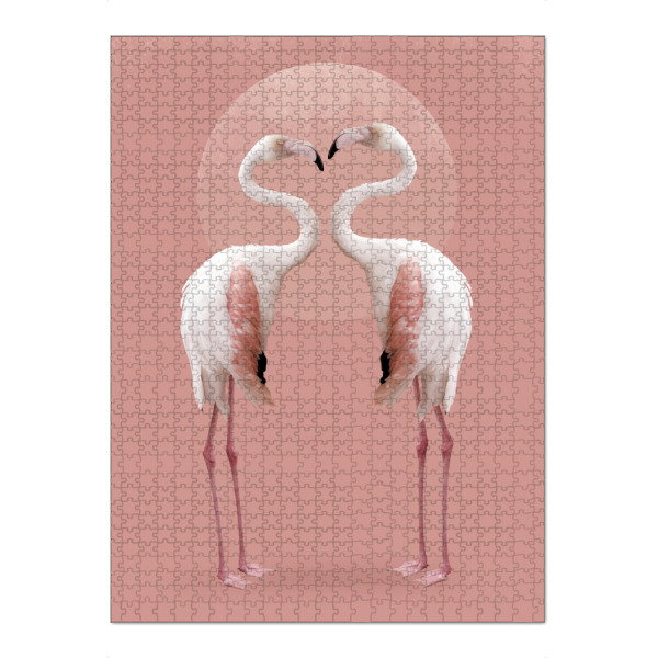 Puzzle Ravensburger "Flamingo Paar, Liebe mit Herz" artboxONE - Tiere,Abstrakt,Liebe,Für Mama,Lustig