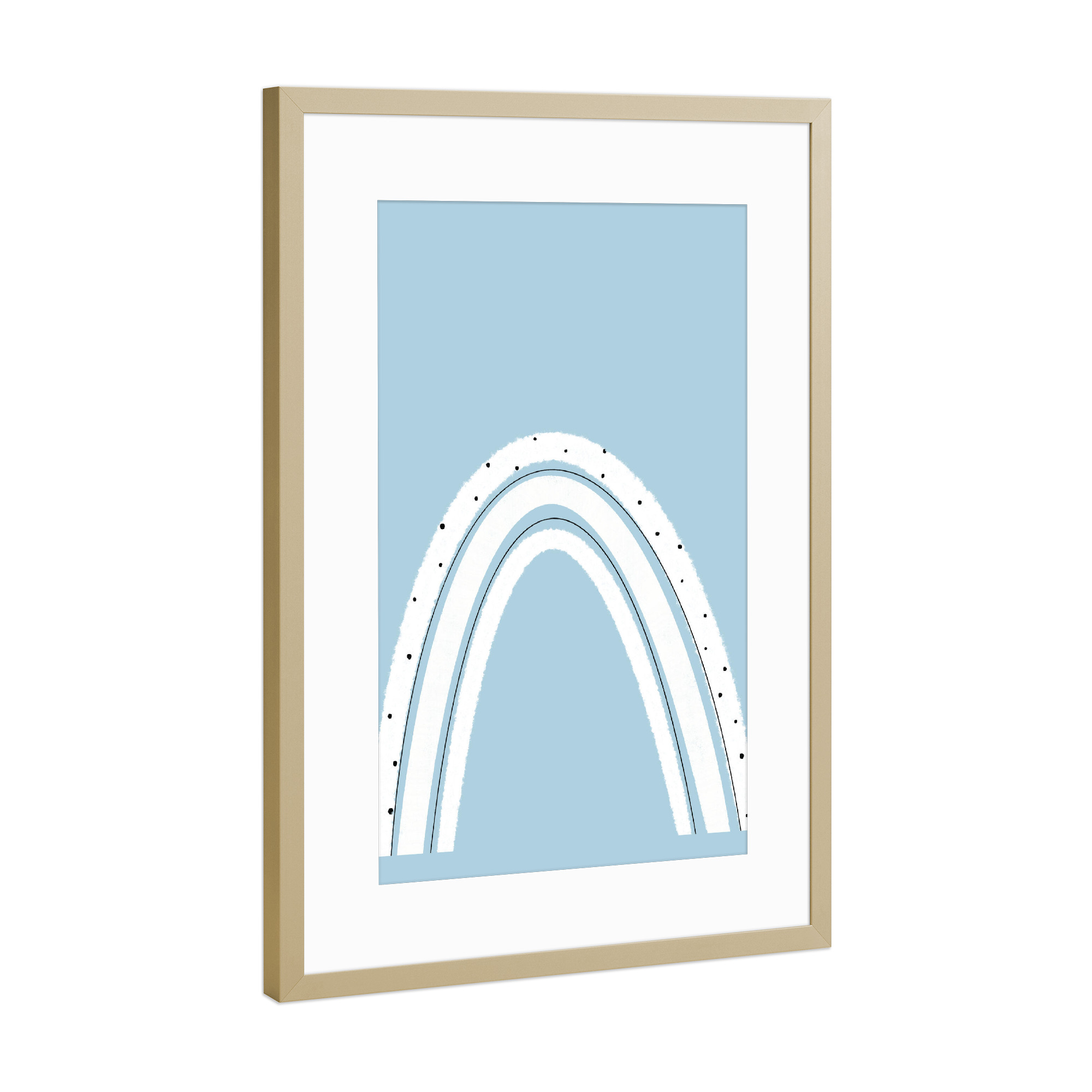 Poster mit Rahmen Gold "Blue and White Rainbow" artboxONE - Für Kinder,Abstrakt