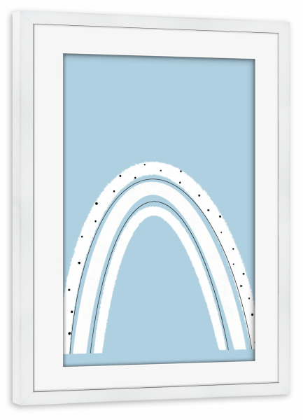 Poster mit Rahmen weiß "Blue and White Rainbow" artboxONE - Für Kinder,Abstrakt