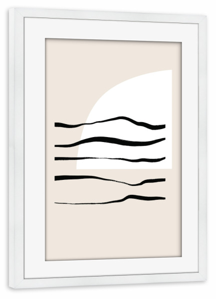 Poster mit Rahmen weiß "Sunset and Waves" artboxONE - Abstrakt,Geometrie