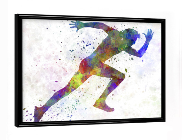 Poster mit schwarzem Rahmen "Man running sprinting jogging-a" artboxONE - Sport