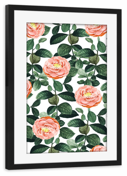 Poster mit Rahmen schwarz "Josefine | Vintage Rosengarten" artboxONE - Natur,Floral