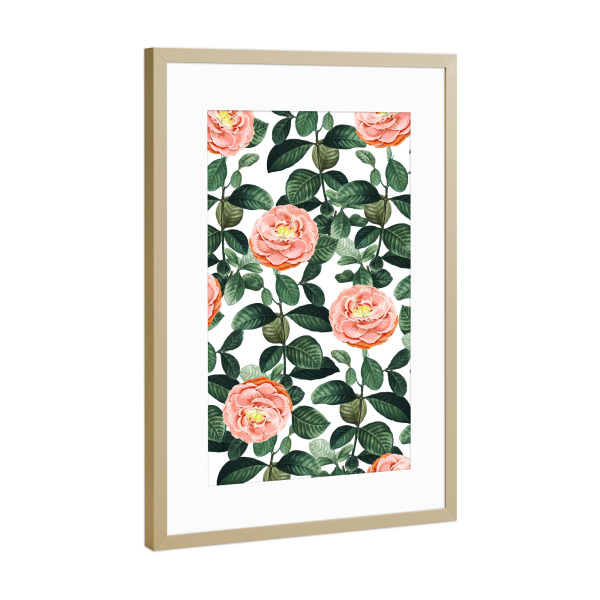 Poster mit Rahmen Gold "Josefine | Vintage Rosengarten" artboxONE - Natur,Floral
