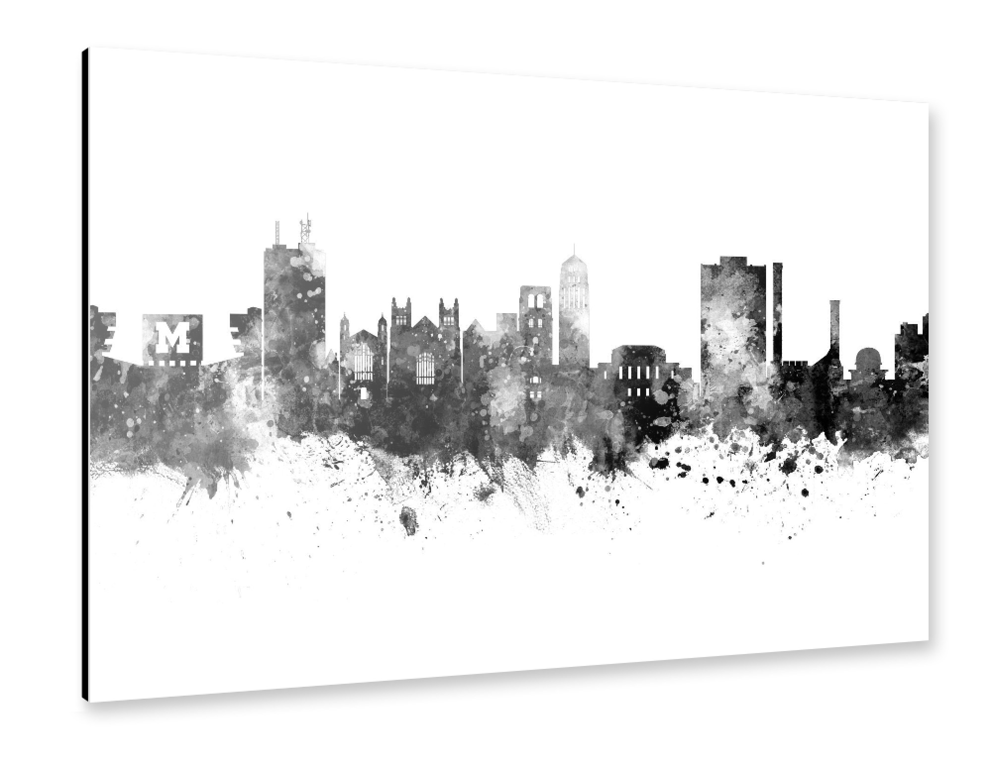 Alu-Dibond "Ann Arbor Michigan Skyline Black" 30x20 cm artboxONE