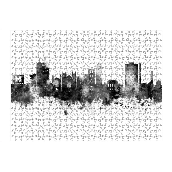 Puzzle Ravensburger "Ann Arbor Michigan Skyline Black" artboxONE - Städte,Schwarzweiß