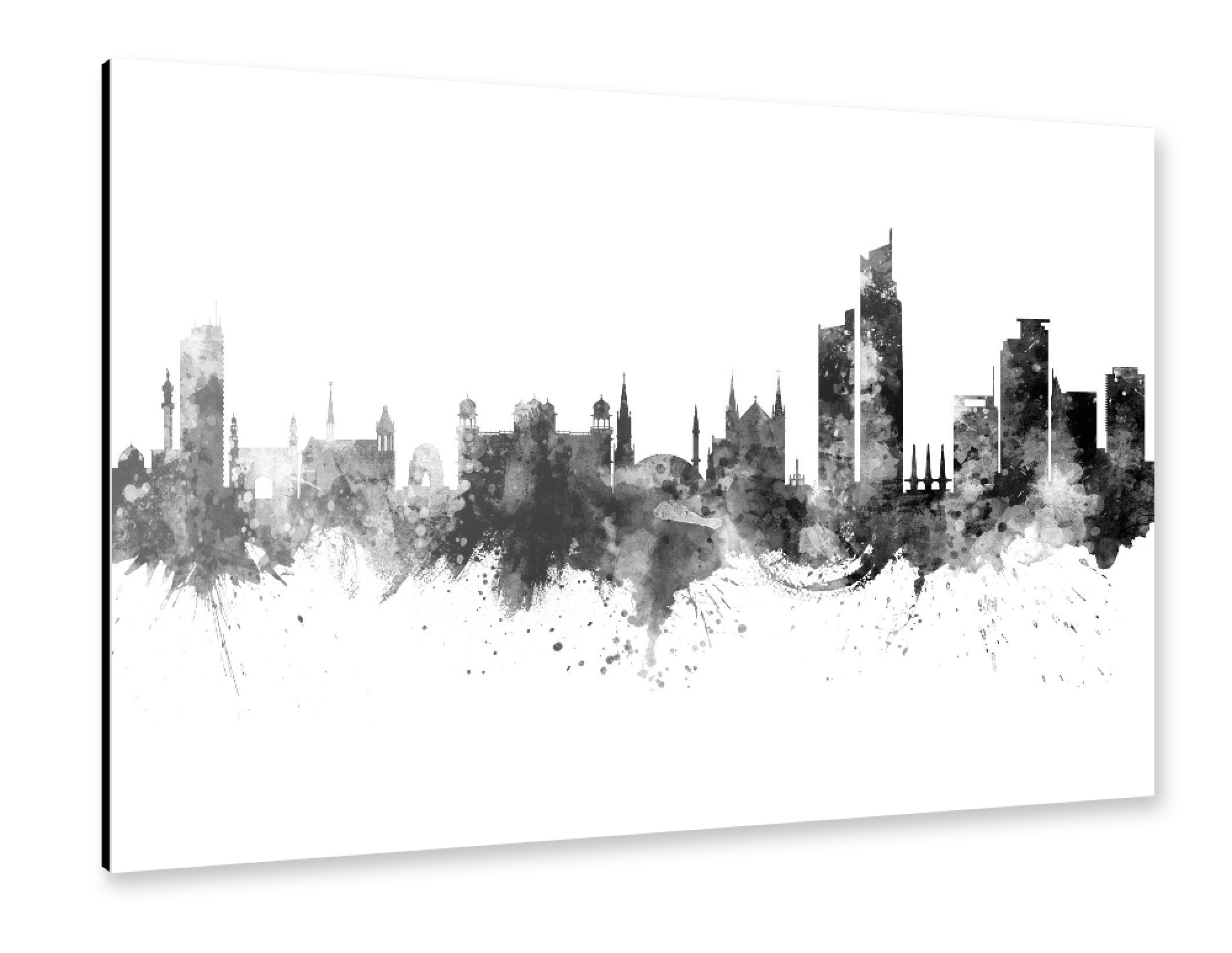 Alu-Dibond "Karachi Pakistan Skyline Black" 75x50 cm artboxONE