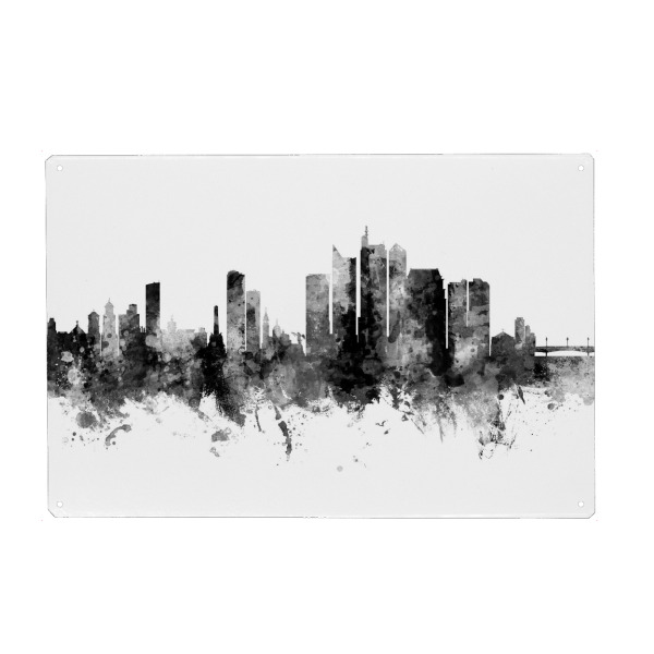Metall Poster "Manila Philippines Skyline Black" artboxONE - Städte