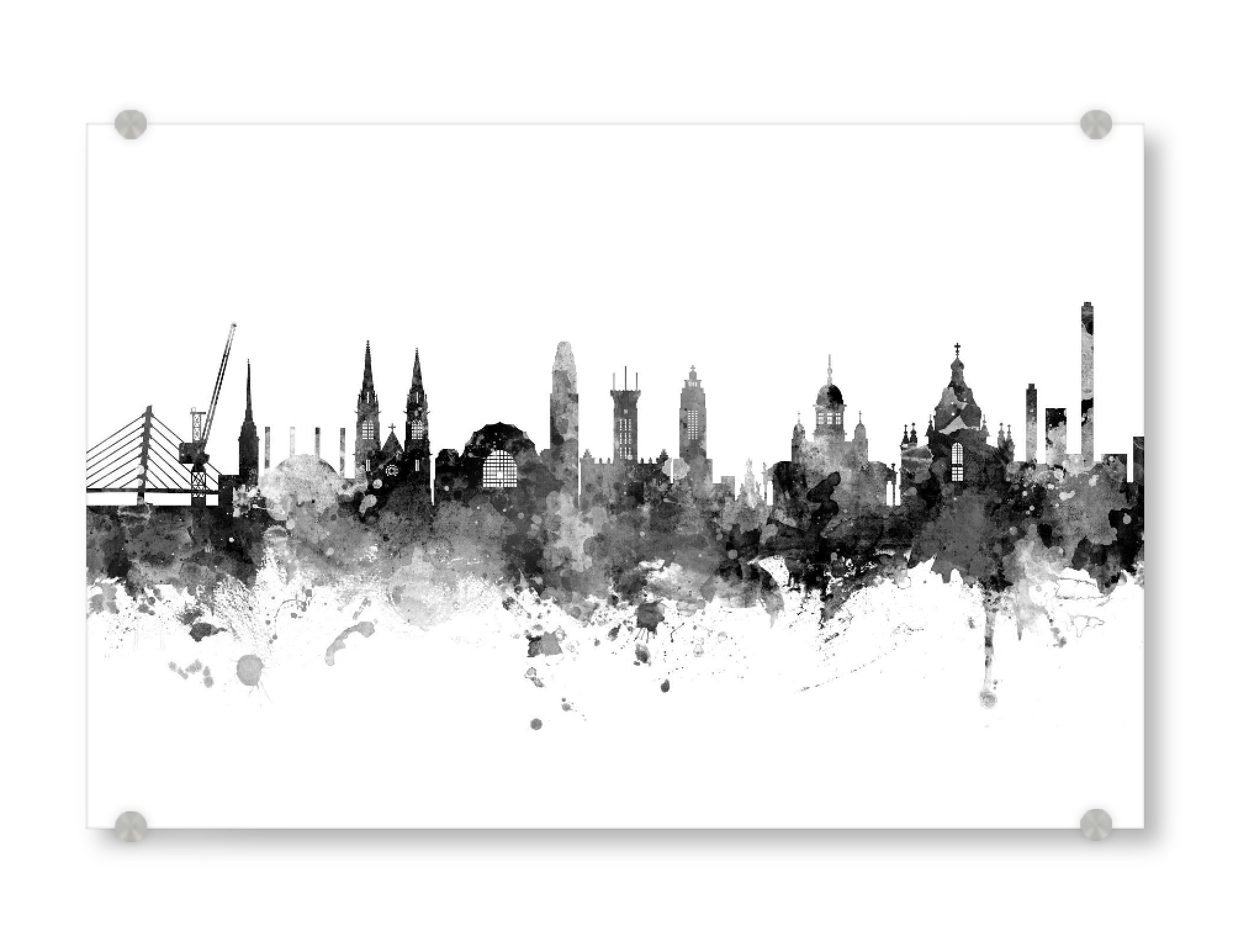 Acrylglasbild "Helsinki Finland Skyline Black" artboxONE - Städte