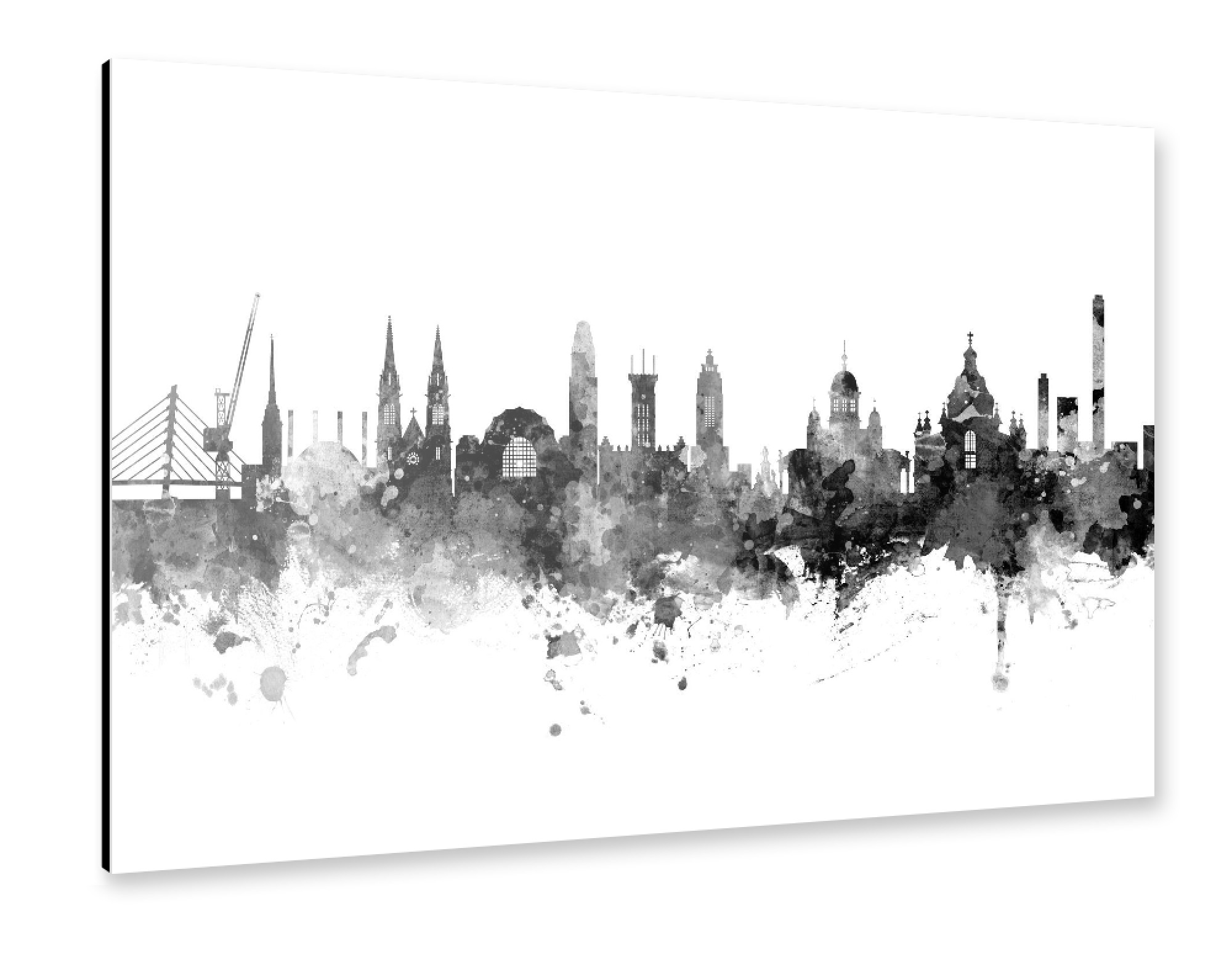 Alu-Dibond "Helsinki Finland Skyline Black" 75x50 cm artboxONE