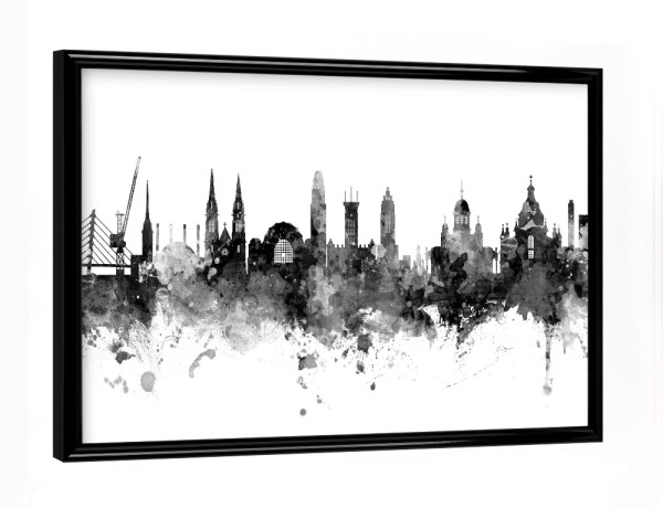 Poster mit schwarzem Rahmen "Helsinki Finland Skyline Black" artboxONE - Städte