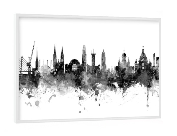 Poster mit weißem Rahmen "Helsinki Finland Skyline Black" artboxONE - Städte