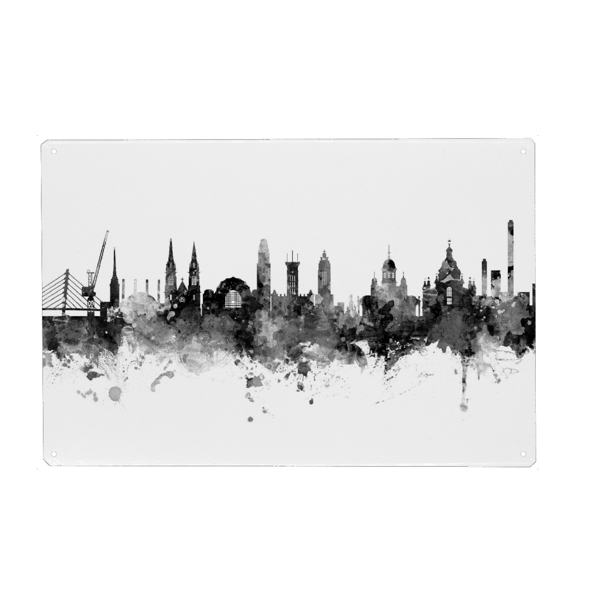 Holzbild "Helsinki Finland Skyline Black" artboxONE - Städte