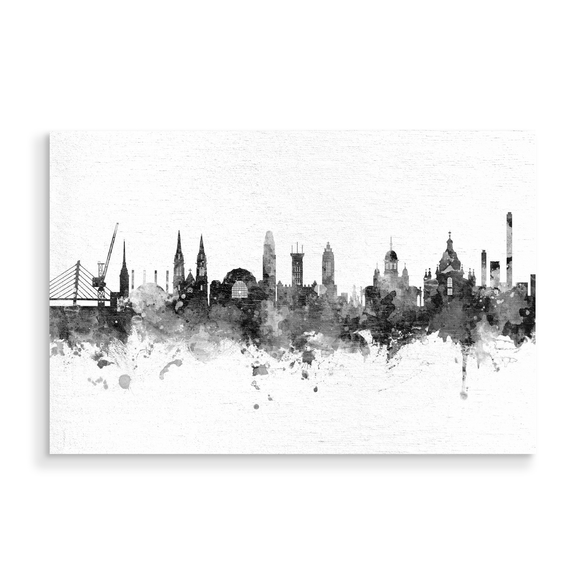 Holzbild "Helsinki Finland Skyline Black" artboxONE - Städte