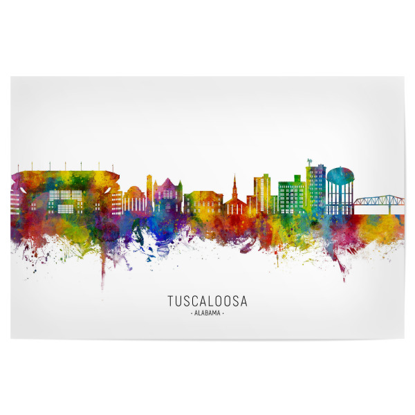 Poster "Tuscaloosa Alabama Skyline txt" artboxONE - Städte - Tuscaloosa,Alabama,Skyline,Cityscape,Stadtbild,Watercolor,Painting,Bunt,Colorful,Stadt