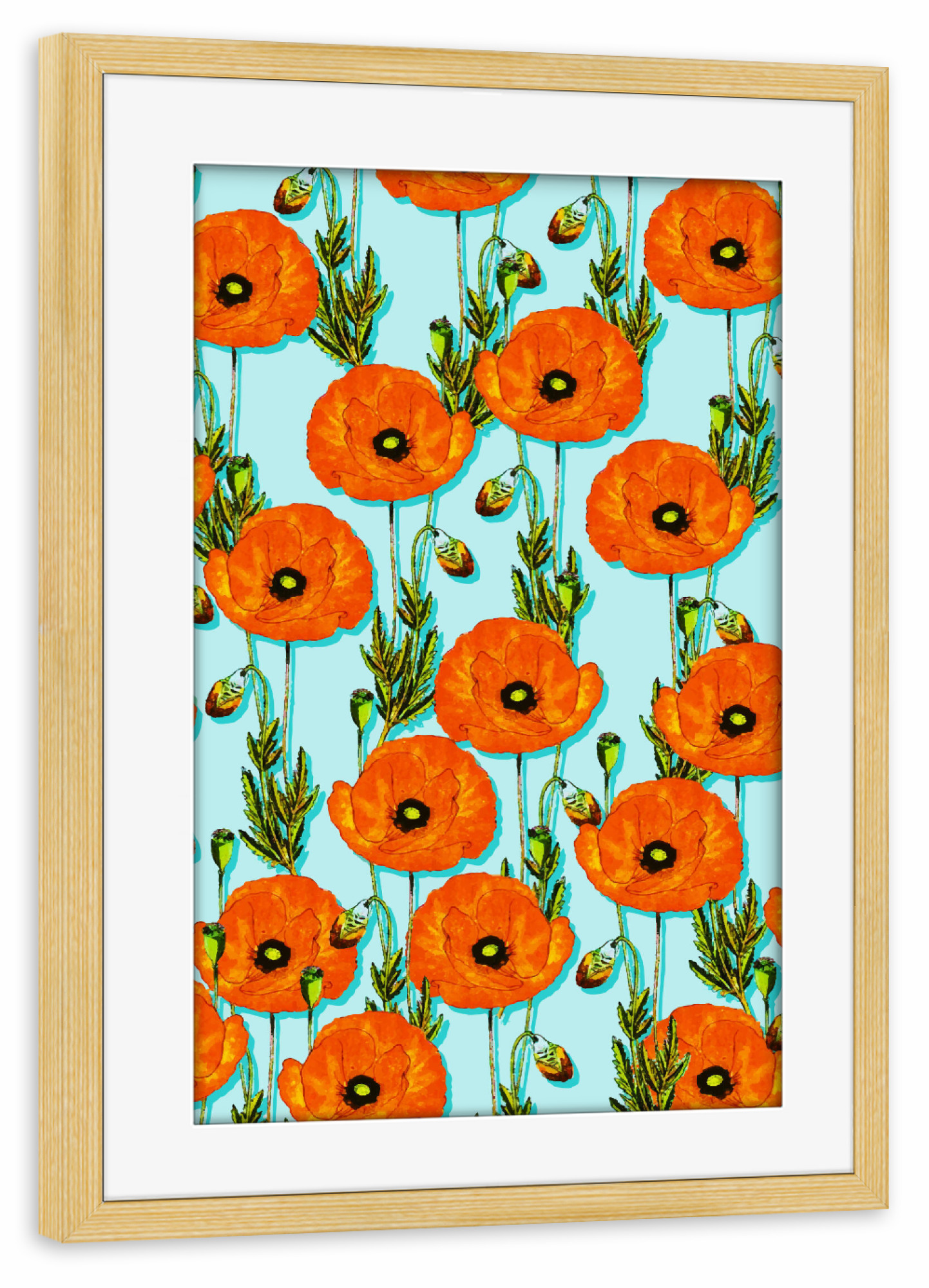 Poster mit Rahmen kiefer "Peoni Garden | Boho Floral Meadow" artboxONE - Natur,Floral