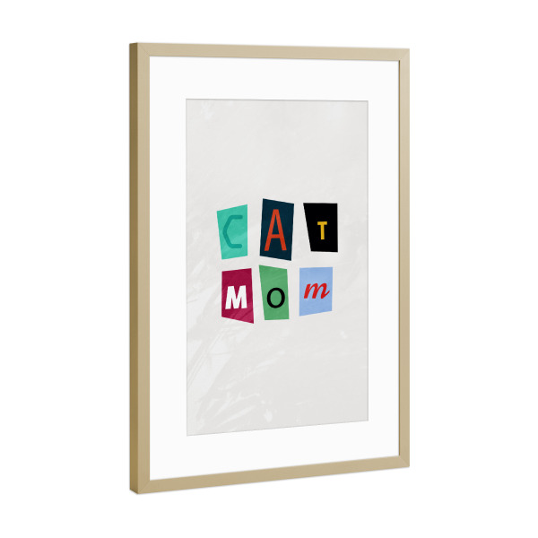 Poster mit Rahmen Gold "Cat Mom" artboxONE - Typografie,Tiere,Liebe
