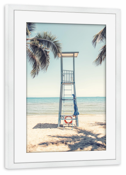 Poster mit Rahmen weiß "Lifeguard Stand" artboxONE - Natur,Reise,Reise / Strand und Meer,Reise / Asien,Reise / Länder