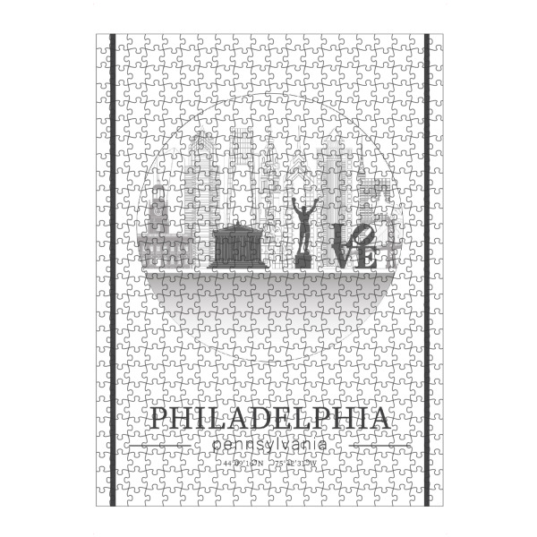 Puzzle Ravensburger "Philadelphia line art circle" artboxONE - Städte,Reise,Architektur,Kartografie