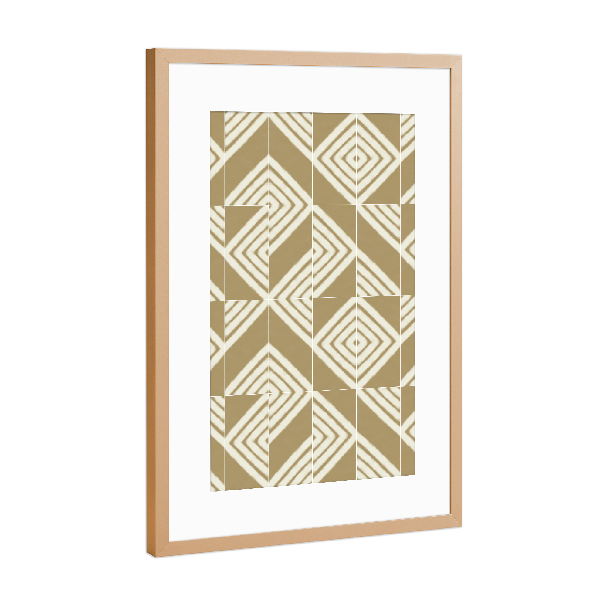 Poster mit Rahmen Kupfer "Rustic Nettle Mixed Tiles" artboxONE - Abstrakt,Geometrie