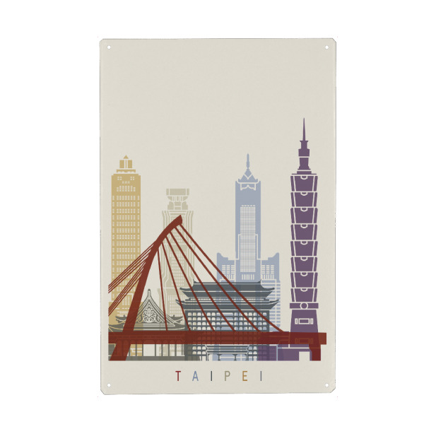Metall Poster "Taipei skyline" artboxONE - Städte,Architektur