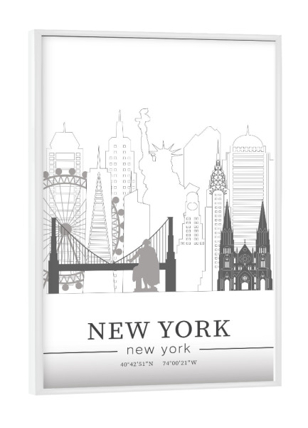 Poster mit weißem Rahmen "New York skyline line art" artboxONE - Städte,Städte / New York,Reise,Architektur,Kartografie