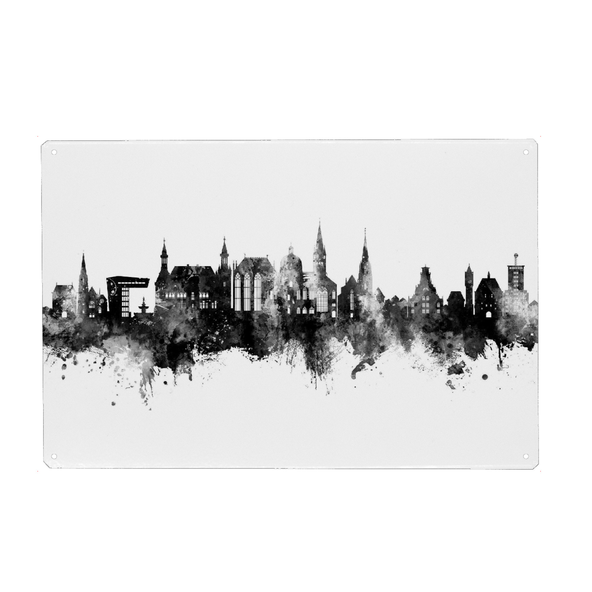 Metall Poster "Aachen Germany Skyline Black" artboxONE - Städte,Schwarzweiß