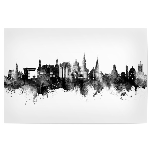 Poster 30x20 cm "Aachen Germany Skyline Black" artboxONE - Städte,Schwarzweiß