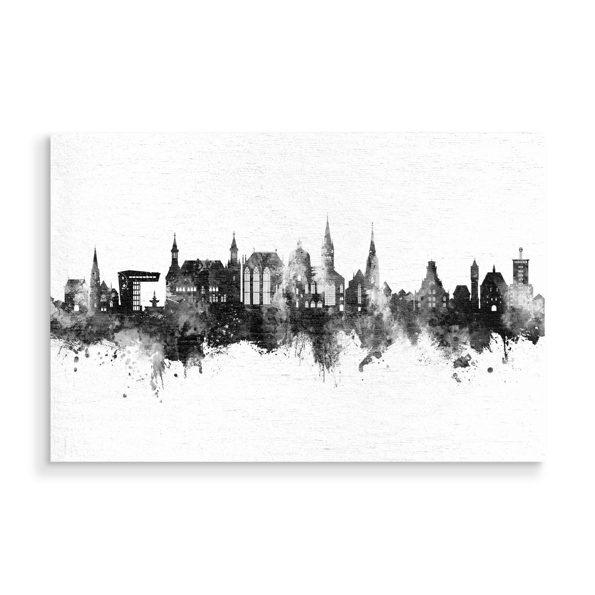 Holzbild "Aachen Germany Skyline Black" artboxONE - Städte,Schwarzweiß