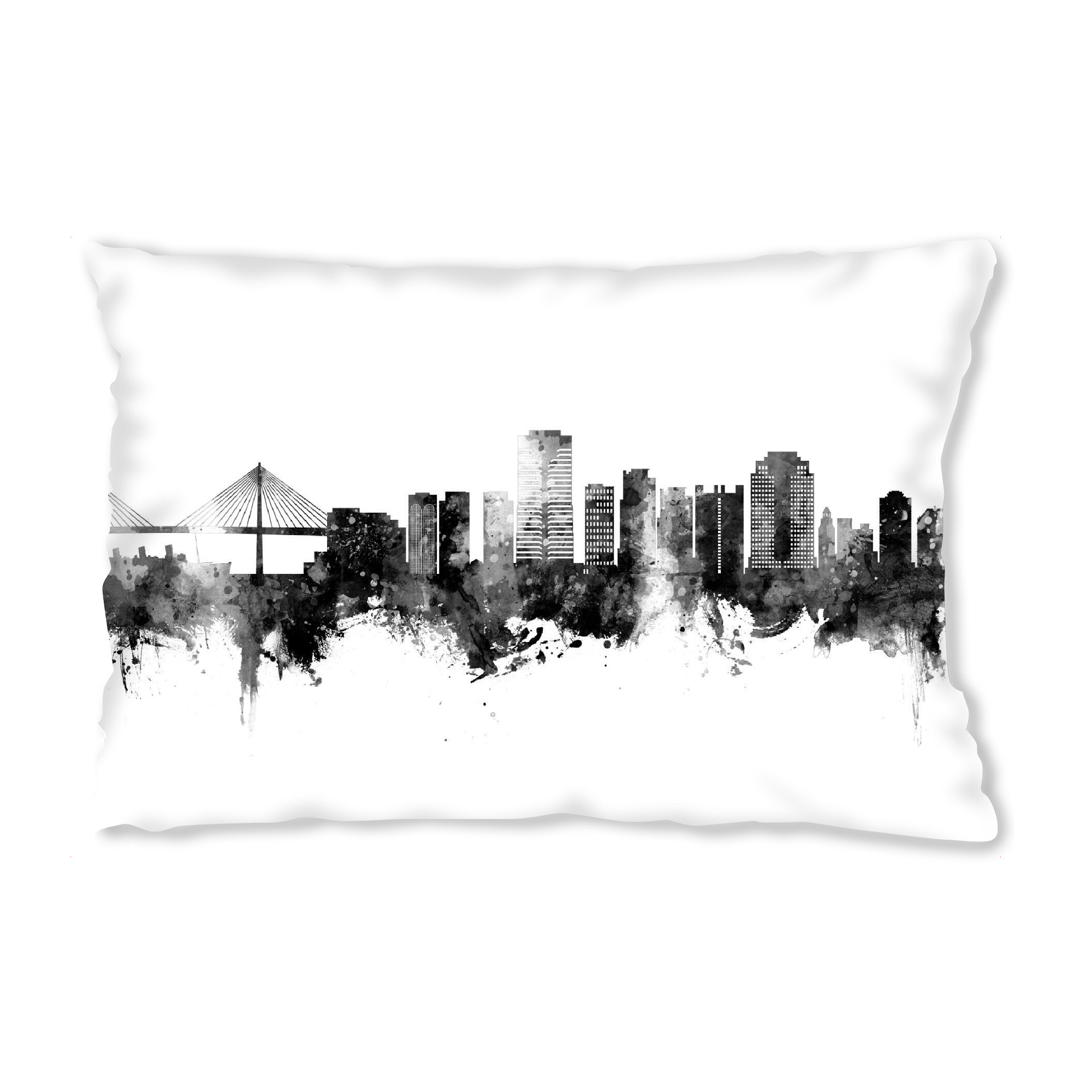 Design-Kissen "Long Beach Skyline Black" artboxONE - Städte,Schwarzweiß