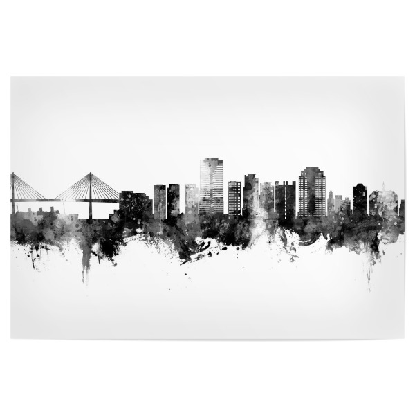 Poster 30x20 cm "Long Beach Skyline Black" artboxONE - Städte,Schwarzweiß