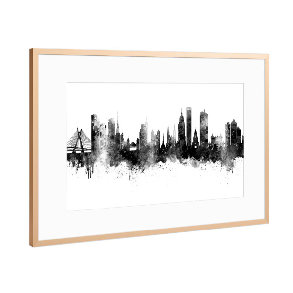Poster mit Rahmen Kupfer "São Paulo Skyline Brazil Black" artboxONE - Städte,Schwarzweiß