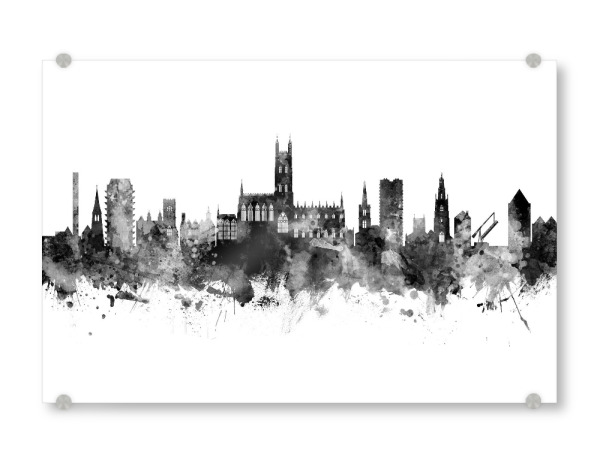 Acrylglasbild "Gloucester England Skyline Black" artboxONE - Städte,Schwarzweiß
