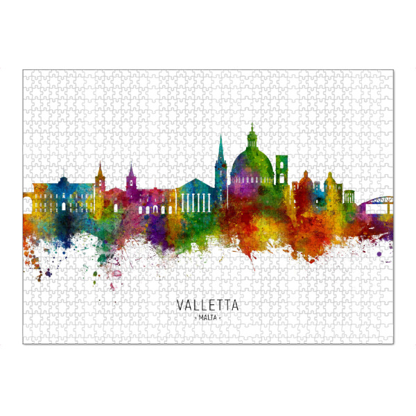 Puzzle Ravensburger "Valletta Malta Skyline txt" artboxONE - Städte