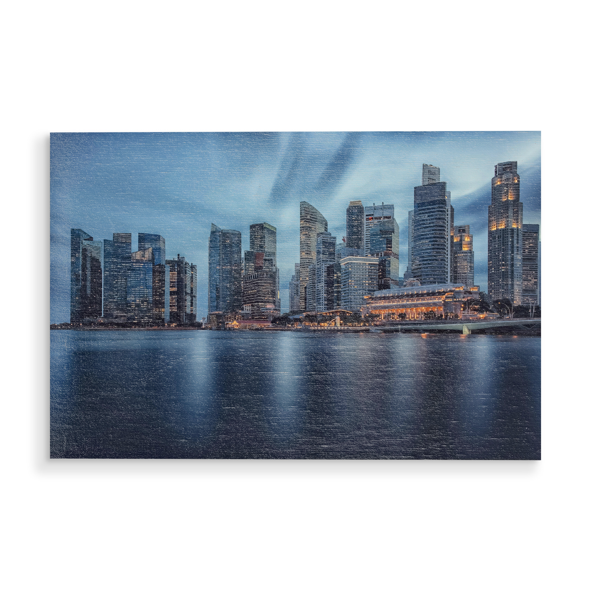 Holzbild "Blue Singapore" artboxONE - Städte,Reise,Architektur,Reise / Asien,Städte / Singapur