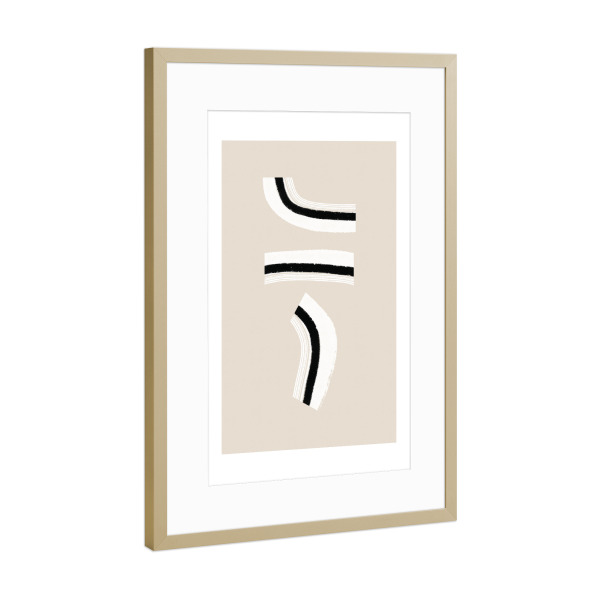 Poster mit Rahmen Gold "Cravings" artboxONE - Abstrakt - Abstrakte formen,Abstrakte kunst,Harmonie,Minimalistisch,Abstract,Formen,Lines,Linien,Minimal