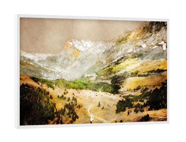 Poster mit weißem Rahmen "Switzerland Wengen landscape" artboxONE - Natur,Reise