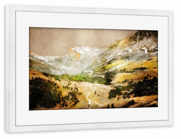 Poster mit Rahmen weiß "Switzerland Wengen landscape" artboxONE - Natur,Reise