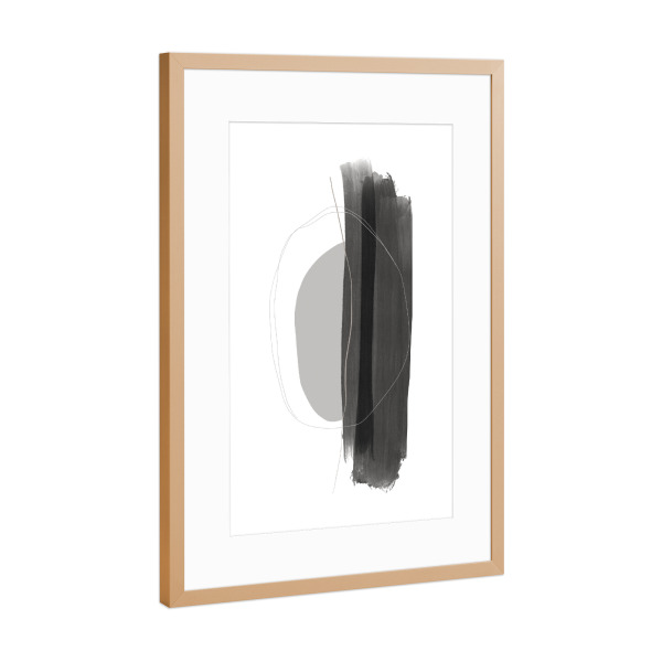 Poster mit Rahmen Kupfer "Feeling Safe" artboxONE - Abstrakt - Pinselstrich,Abstract,Abstrakt,Formen,Geometrie,Geometry,Schwarzweiß,Blackandhwhite
