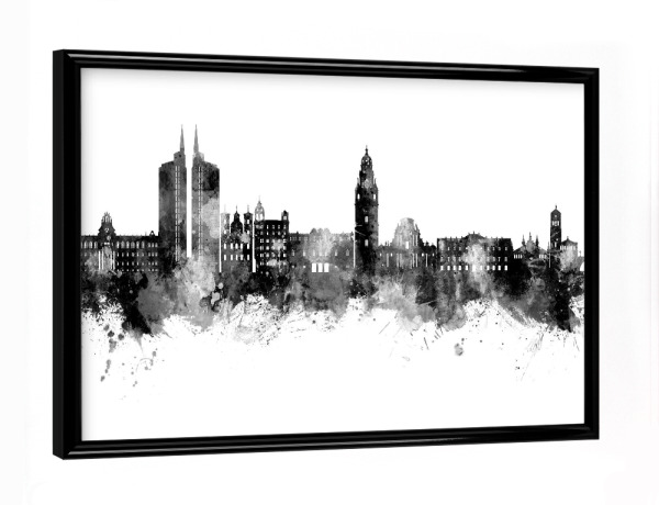 Poster mit schwarzem Rahmen "Murcia Spain Skyline Black" artboxONE - Städte,Schwarzweiß