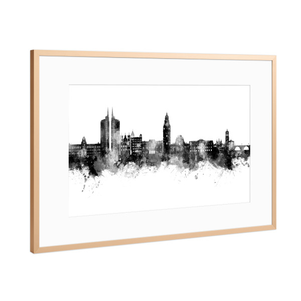 Poster mit Rahmen Kupfer "Murcia Spain Skyline Black" artboxONE - Städte,Schwarzweiß