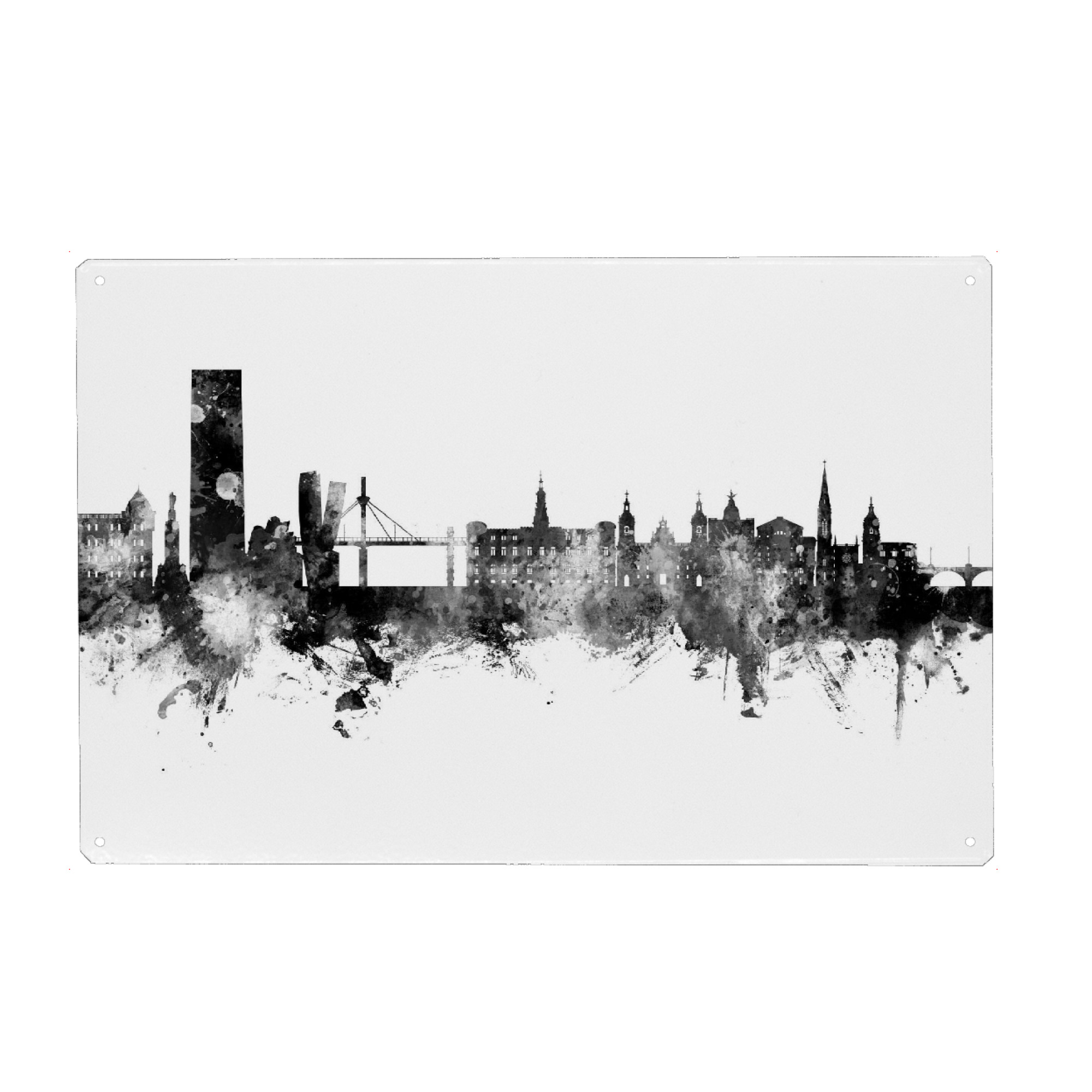 Metall Poster "Bilbao Spain Skyline Black" artboxONE - Städte,Schwarzweiß