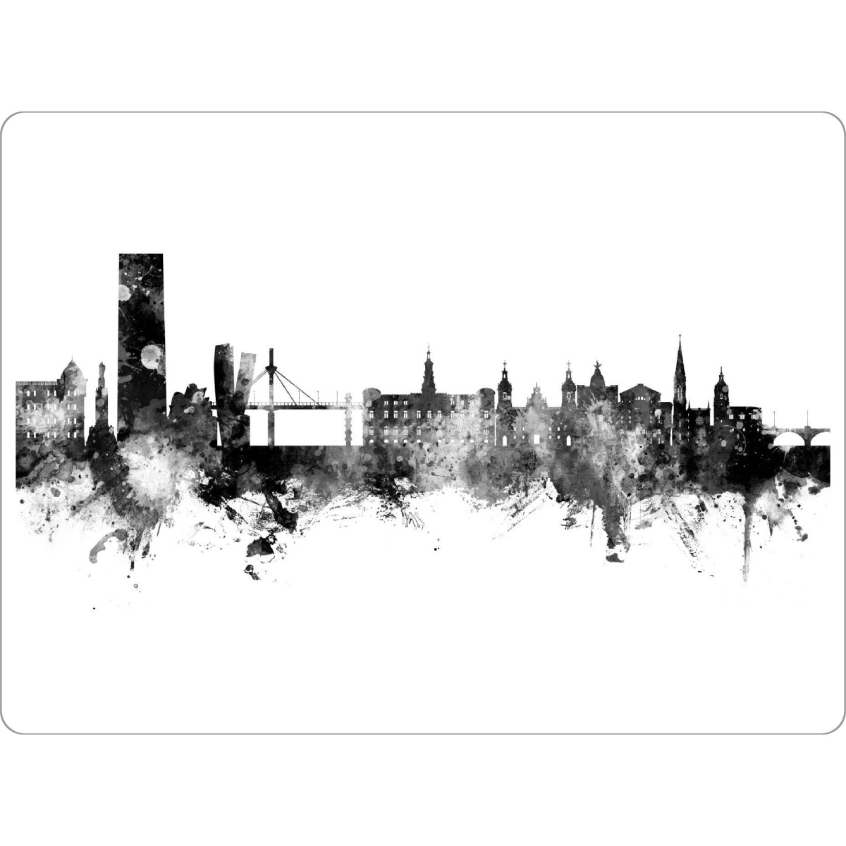 Tischset "Bilbao Spain Skyline Black" artboxONE - Städte,Schwarzweiß