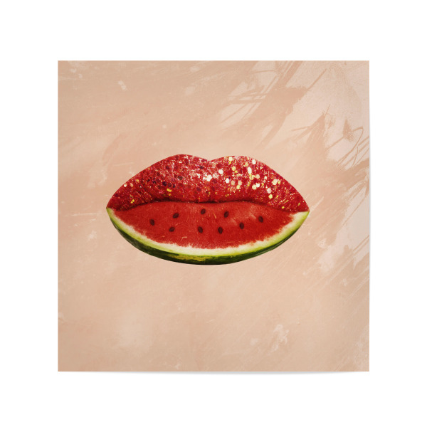 Poster 20x20 cm "Watermelon kisses by Tas" artboxONE - Essen & Trinken,Essen & Trinken / Obst & Gemüse,Lustig
