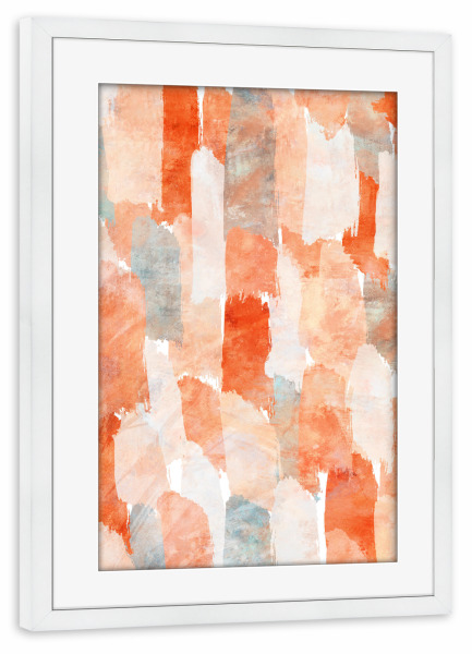 Poster mit Rahmen weiß "Abstract Brush Strokes by Tas" artboxONE - Abstrakt - Brush strokes,Brushstroke,Abstrakt,Abstract,Orange,Bunt,Colorful