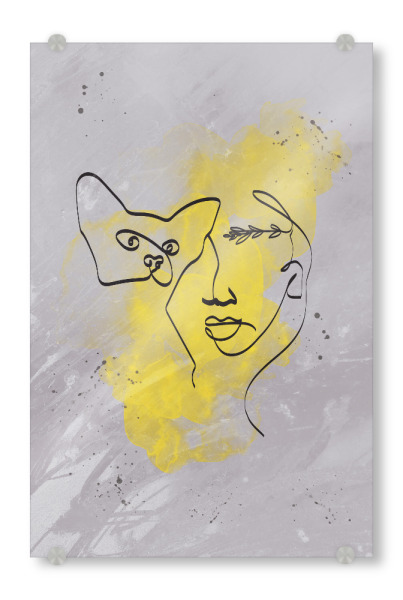 Acrylglasbild "Gray and Illuminating cat lover" artboxONE - Natur,Tiere,Liebe