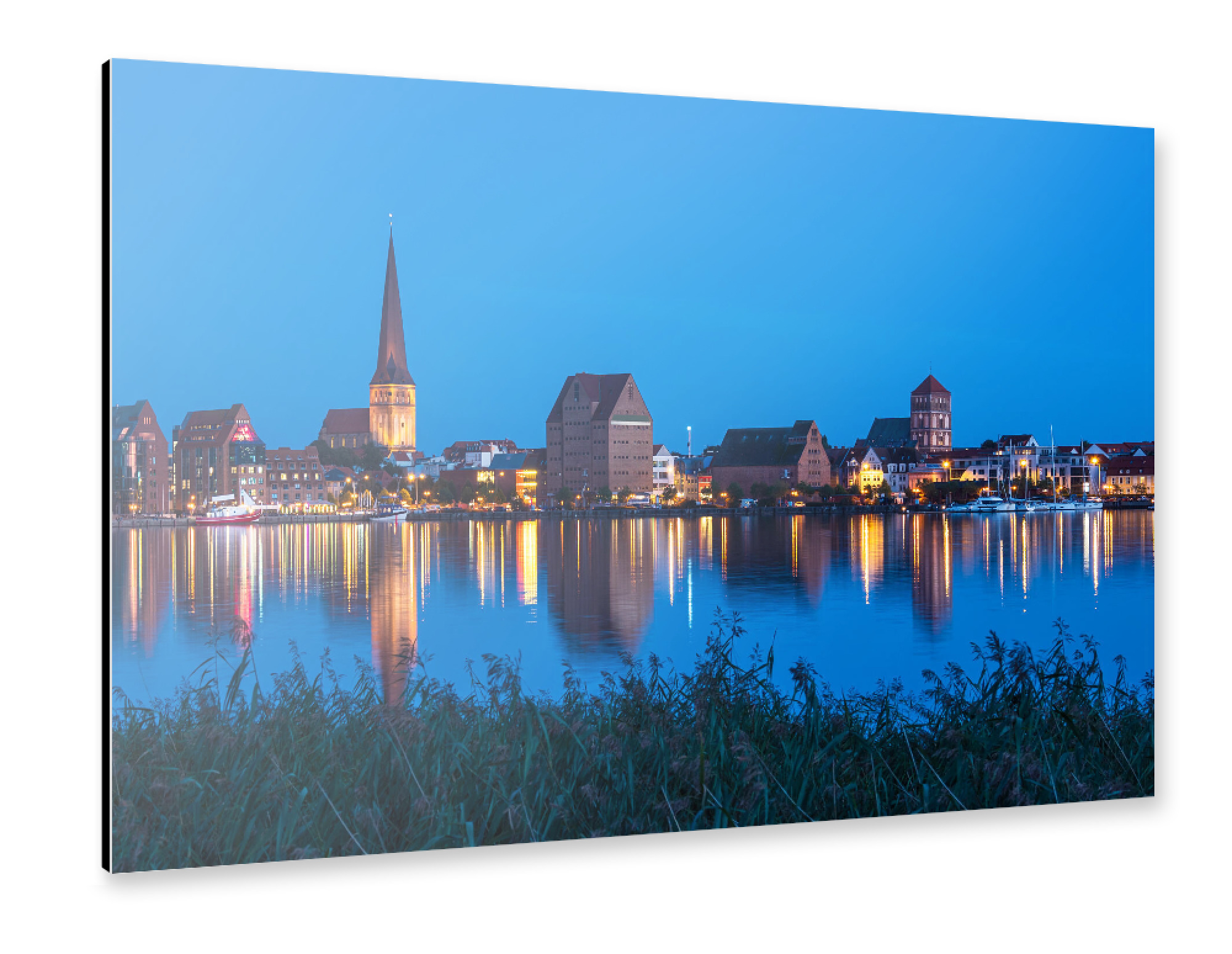 Alu-Dibond "Skyline zur blauen Stunde" 75x50 cm artboxONE