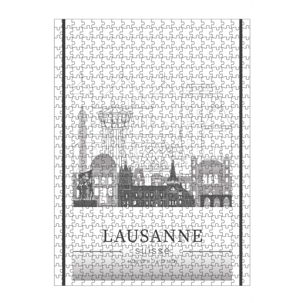 Puzzle Ravensburger "Lausanne skyline line art" artboxONE - Städte,Reise,Architektur,Kartografie