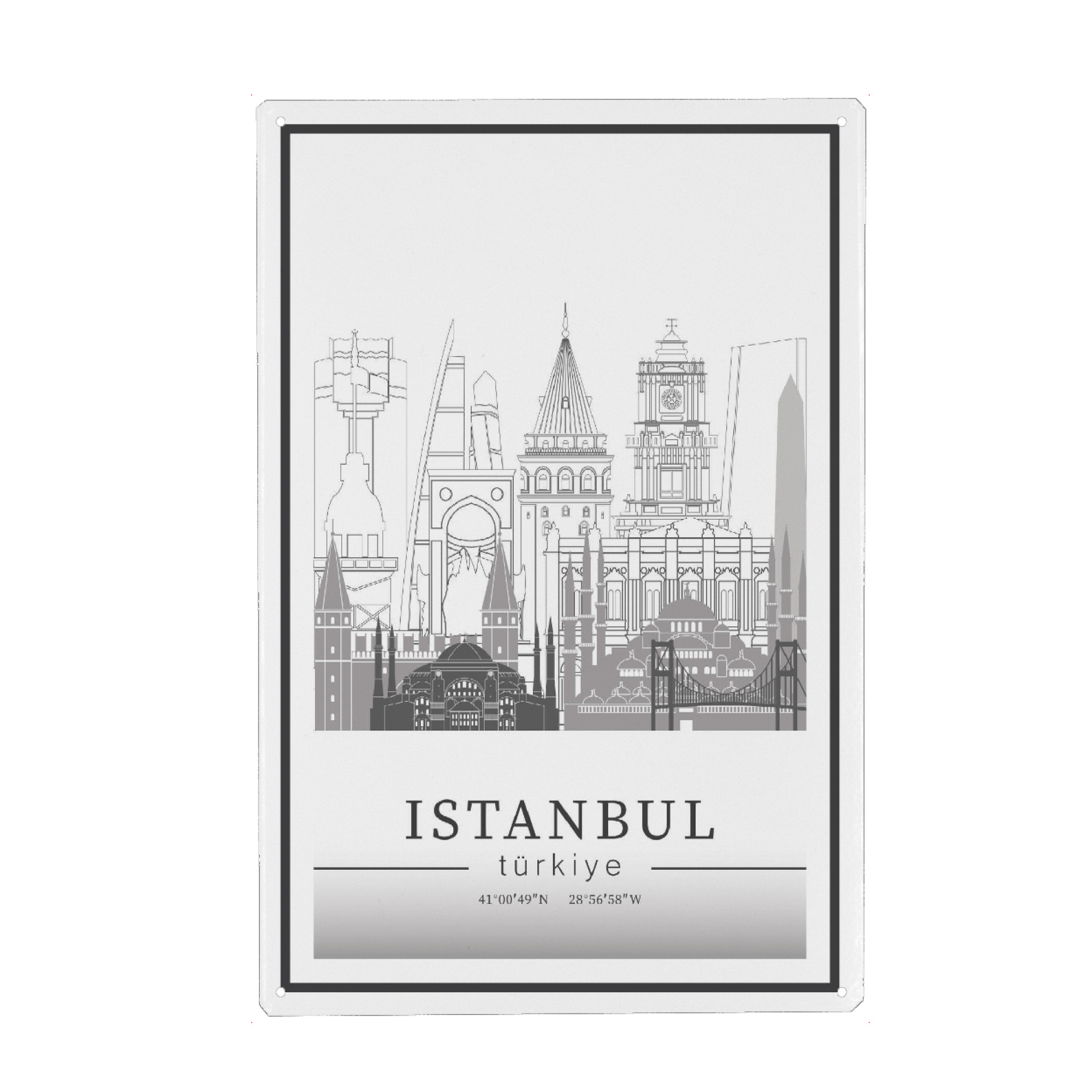 Metall Poster "Istanbul skyline line art" artboxONE - Städte,Reise,Architektur,Städte / Istanbul,Kartografie