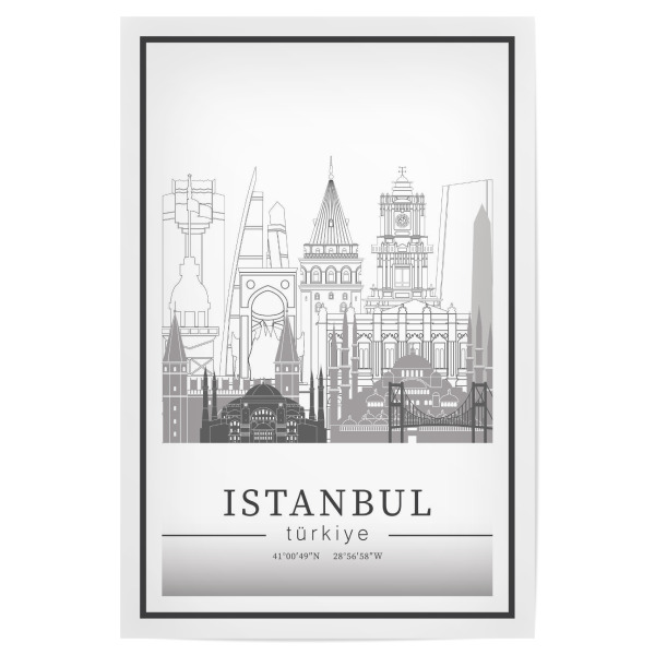 Poster "Istanbul skyline line art" artboxONE - Städte,Reise,Architektur,Städte / Istanbul,Kartografie